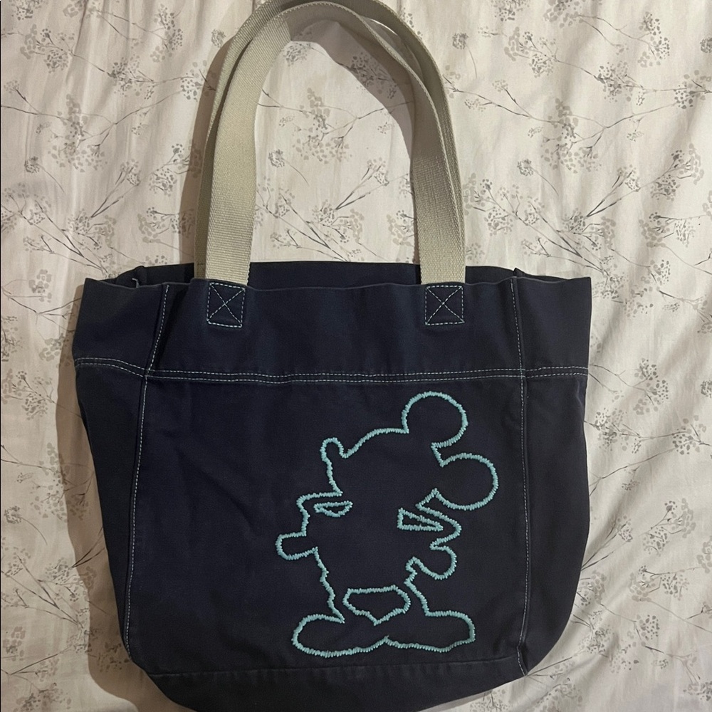 Disney Navy Blue Shoulder Bag with Mickey Outline